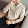 Autumn New Solid Waffle Long Sleeve Strängs t -skjortor för män kläder 2022 V Neck Button Decor Slim Fit Casual Tee Shirt Homme