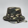 Berets Blank Black Outdoor Men Fishing Summer Camouflage Bucket Cap Bacekt Bob Richard Fisherman Large Brim Sun Camo Hat