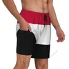 Men's Shorts Yemen Country Flag 3D Mens Swimming Trunks With Compression Liner 2 In 1 Quick-Dry Swim Pockets For Summer Gift