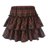 Skirts Pink Skirt Japanese College Style Youth Girl Plaid Skirt Female High Waist Slim Lolita Cosplay Y2k Skirt Goth Skirt 230810