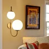 Vägglampa modernt guld foajé sovrum sovrum korridor loft glas boll ljus ledning runda