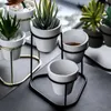 Fioriere Vasi Pot Bunga Sukulen Seni Besi Berlapis Emas Bingkai Besi Sederhana Pot Bunga Pot Bunga Tanah Liat Tanaman Set Pot Tanaman Putih