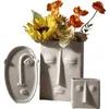 Nordic Ins Home Decor Ceramic Vase for Flowers Human Face Design Decoration Home Vase Luxury Pot For Torked Flower White Vase HKD230810