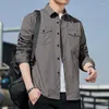 Mäns casual skjortor Pocket Summer Autumn Cargo Shirt Men Army Green Military 2023 Långärmad lapel Camisa Masculina