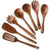 Utensilios de cocina Tailandia Teca Vajilla de madera natural Cuchara Cuchara Turner Colador de arroz largo Sopa Skimmer Cucharas Scoop Juego de herramientas de cocina 230809