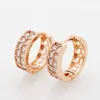 Dingle örhängen 585 Rose Gold Cute Big Micro Wax Inlay White Natural Zircon Circle Women Lovely Fashion Jewelry