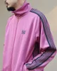 Erkek Ceketler 2023FW Pembe Stripe İğneler Ceket Erkek Kadınlar 1 En Kaliteli Fermuar Uzun Kol Kelebek Nakış Awge Coats 230809