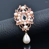 Brooches LEEKER Korean Fashion Teardrop Pearl Brooch For Women Vintage Pins Wedding Accessories Jewelry2024