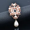 Brooches LEEKER Korean Fashion Teardrop Pearl Brooch for Women Vintage Pins Wedding Accessories Jewelry 9862