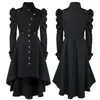 Women's Trench Coats Women Vintage Button Up Dress Puff Sleeves Steampunk Cosplay Jakcet Slim Fit Retro Lady Long Victorian Gothic Halloween