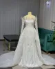 2023 Arabic Aso Ebi White Mermaid Wedding Dress Lace Beaded Pearls Luxurious Vintage Bridal Gowns Dresses ZJ202