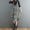 Casual Dresses Vintage Denim Maxi Long Dress Women Summer Loose Sleeveless Flower Print Female Oversized Pullover Jean