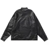 メンズジャケットPuleattherスタンド男性のためのカラーモトサイクル秋のハイストリート女性ブラックピンク230809