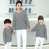 Family Matching Outfits Family Matching Clothes Spring Autumn Mum Daughter Father Son Cotton Striped Long Sleeved T-shirt Pants Couple Matching Outfits R230810