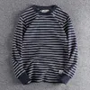 2021 Autumn Stripe Long Sleeve T-shirt Men's bekväma runda hals Friten Trend Youth Sea Soul Shirt 377