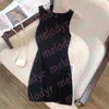 Women Knitted Vest Dress Summer Elastic Slim Skits Letter Print Scoop Neck Knitting Dresses Casual Dress