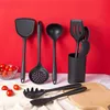 Ustensiles de cuisine Ensemble noir Batterie de cuisine antiadhésive Ustensiles de cuisine en silicone Outil Spatule Louche Batteurs à œufs Pelle Accessoires de cuisine 230809