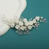 Wedding Hair Jewelry 2023 Pearl Porcelain Flower Comb Po Bride Headwear Handmade Accessories Wholesale 230809