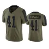 Partihandel män barn kvinnor fotboll 41 Alvin Kamara Jersey 7 Taysom Hill 89 Rashid Shaheed 12 Chris Olave 83 Juwan Johnson 90 Bryan Bresee Army Green Salute to Service Sew