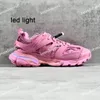 Projektanci Sneakers Buty LED Women Men Buty Track 3 Lekkie trampki Mesh Nylonowe drukowane trenery Grube dolne Triple S But z rozmiarem pudełka 35-45