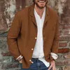 Mensjackor Vintage Turndown Collar Single Breasted Men Jacket Shirt Autumn Long Sleeve Casual Lapel Coat Fashion Pure Color Ytterkläder 230810