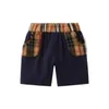 Sommar baby pojkar märke shorts barn pläd strand shorts med fickbarn andas elastiska midjeshorts 1-6 år