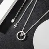 Luksusowa marka GC biżuteria mody 925 Sterling Srebrny podwójny pierścień Naszyjnik Modna prosta okrągła liter