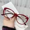 Sunglasses Retro Anti Blue Glasses TR90 Metal Fashion Spring Leg Plain Glass Spectacles Women Men Cat Eye Frame Light Clear