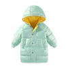 Jackets Winter new girls' medium length Down jacket 3-12 years old boys' baby colorful hooded cotton padded jacket plush warm coat R230810