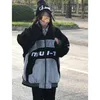Женские куртки y2k панк черный лоскут бейсбольная куртка женщин японская хип -хоп уличная одежда Негабаритная зимняя верхняя одежда Хараджуку повседневное пальто 230810