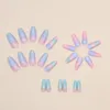 False Nails 24Pcs Long Ballet Colorful Gradient Glitter Press On Wearable Coffin Fake Manicure Full Nail Tips