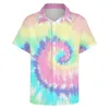 Chemises décontractées pour hommes Imprimé arc-en-ciel coloré Chemises décontractées Moderne Tie Dye Chemise de vacances Hawaii Y2K Blouses Mens Graphic Plus Size 4XL 230809