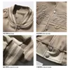 Mensjackor Simple Fashion Khaki Leather Splicing Baseball Uniform Retro Loose Par Casual Jacket Spring Bomber 230810