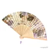 Chinese Style Products Traditional Chinese Vintage Bamboo Folding Hand Held Flower Fan Chinese Dance Party Pocket Gifts for Wedding Hand Fans Decor R230810