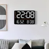 Wall Clocks LED Digital Clock Remote Brightness Adjustable For Bedroom Office Decor Black