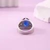 Eheringe Hainon, blauer Zirkonia, breiter, ausgehöhlter Ring, versilbert, romantischer Brautzeremonie-Schmuck