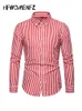 Men's Dress Shirts Fashion Stripe Shirts For Men Classic Long Sleeve Business Shirts Male Single Breasted Turn-Down Collar Basic Shirts Chic Tops 230809