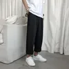 Męskie spodnie hybskr prosty mężczyzna luźne swobodne kombinezon lodowe spodnie jedwabne spodnie solidne kolor marki fit West 230810
