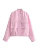 Kurtki damskie kurtki bombowce różowy kobieta letnia długie rękawy w płaszczu dla kobiet mody streetwear 2023