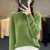 Kvinnors tröjor stickade ulltröja Kvinnor Toppar Hack Neck Lång ärm Casual Regulai Fit Basic Pull Femme Autumn Clothhe Pullover Jumper