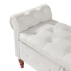 Ottman Sgabello da divano rettangolare multiuso salvaspazio con ampio spazio di archiviazione, beige