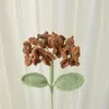 Fiori decorativi 1PC 35cm Fiore lavorato a maglia Ortensia Bouquet finto con foglie Decorazione di nozze Tessuto a mano Decorazioni per la casa Crochet creativo