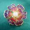 Pins Brooches French Romantic Fashion Enamel Flower Brooch Natural Freshwater Pearl Double Color High Grade Elegant Clothing Pin and 230809