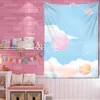 Tapestries rosa färgglada moln starry tapestry universum vägg hängande barnrum sovsal tapestries konst hem psykedelisk kawaii rum dekor r230810