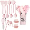 Cooking redskap Pink 18st Food Grade Silicone Kitchen Cookware Turner Spatula Mätning Spoon Practical Tool Kitchenware Set 230809