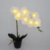 Fiori decorativi 20 "(50 cm) LED Blossom Orchid Flower Bonsai 7 pezzi WarmLED con 2 vasi per batterie 7 pezzi Real Touch Buds