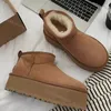 Buty śnieżne buty męskie buty ultra mini platforma buty futra botki kasztanowe skórzane buty zimowe futrzane kapcie zamszowe kostki z pudełkiem