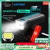 バイクライトアップグレード8 LED 10000MAHバイクライトデジタルバッテリーインジケータ付き明るい懐中電灯タイプC充電式自転車ランプヘッドライトHKD230810