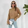 Women's Sweaters Solid 2023 Twist Turtleneck Short Sweater Women Loose Ladies Autumn Winter Tops Long Sleeve Knitted Soft Warm Pullover