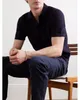 男性ポロTシャツ夏のロロピアナ衣料品気なポロスシャツ半袖Tシャツブラック